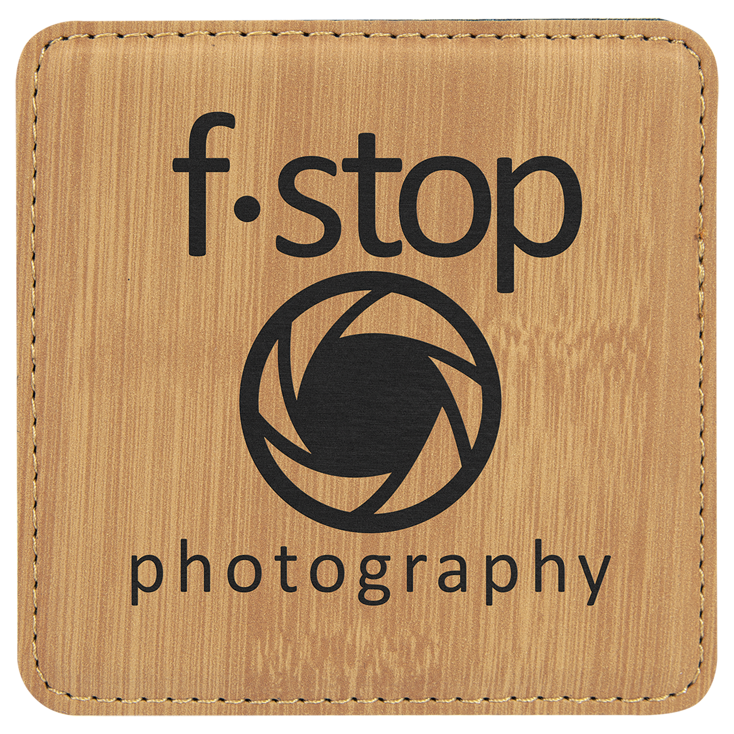 Custom Bamboo Leatherette Square Coaster - Leatherette