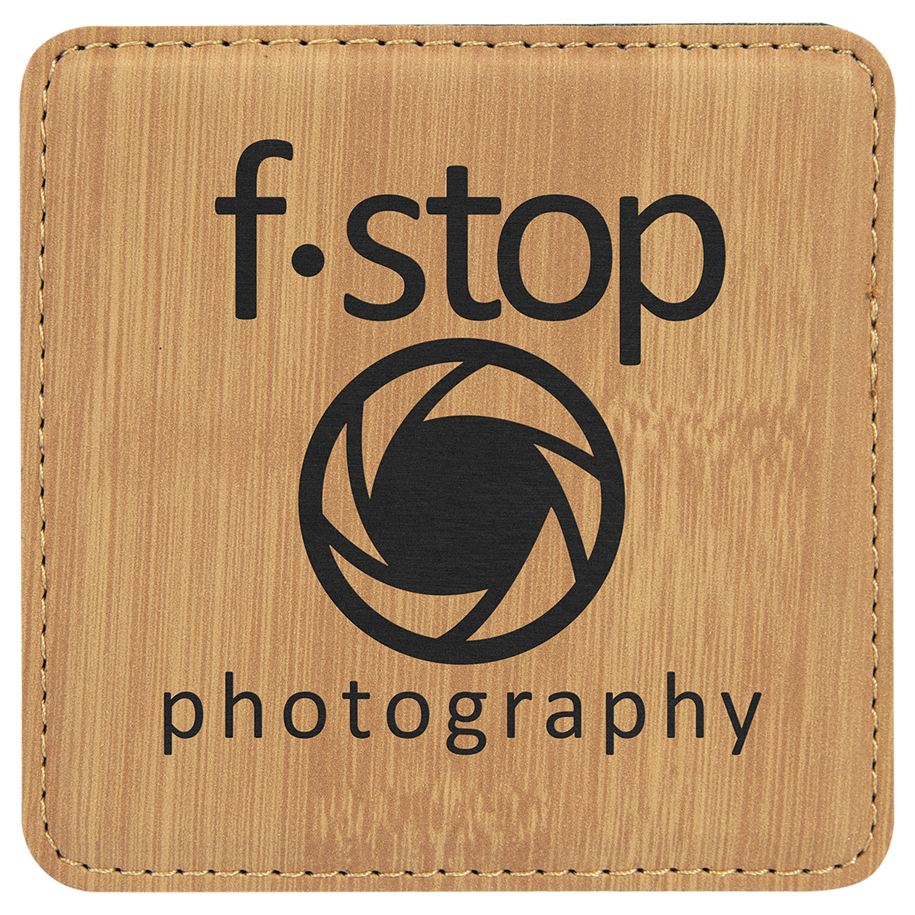 Custom Bamboo Leatherette Square Coaster - Leatherette