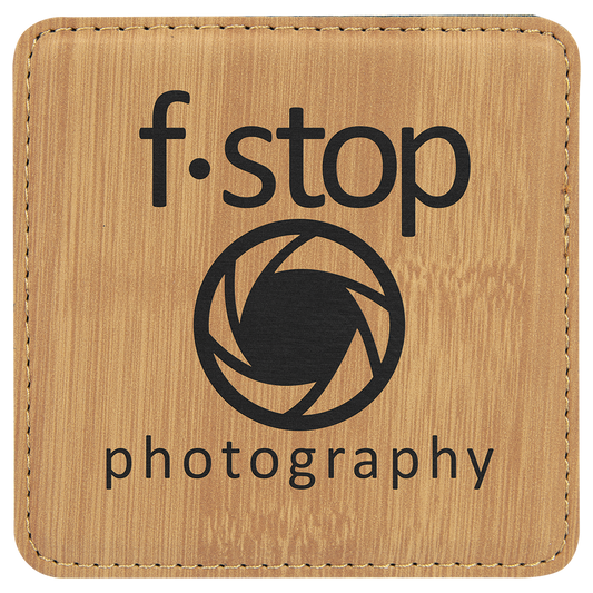 Custom Bamboo Leatherette Square Coaster - Leatherette