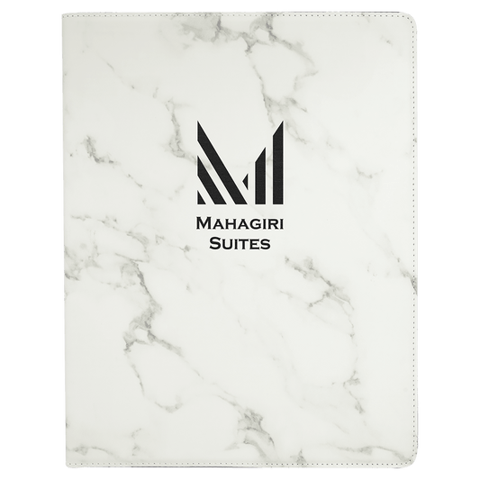 Personalized White Marble Leatherette Portfolio - Leatherette