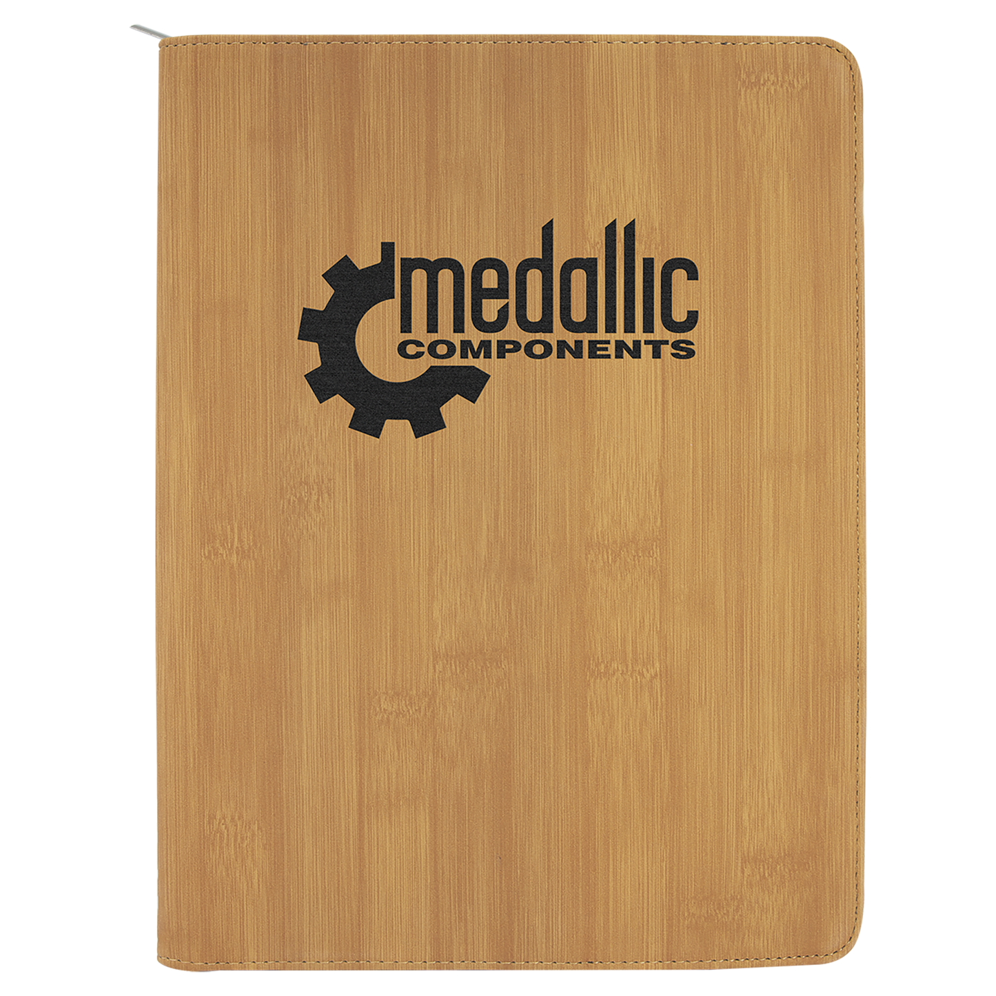 Personalized Bamboo Leatherette Portfolio with Zipper - Leatherette