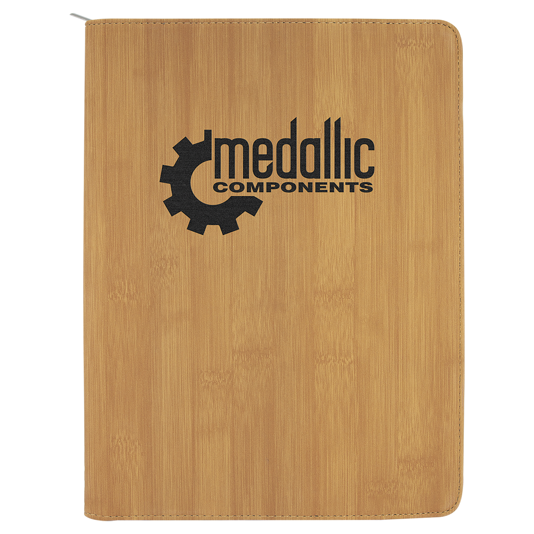 Personalized Bamboo Leatherette Portfolio with Zipper - Leatherette