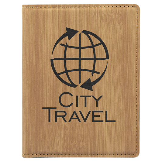 Personalized Bamboo Leatherette Passport Holder - Leatherette