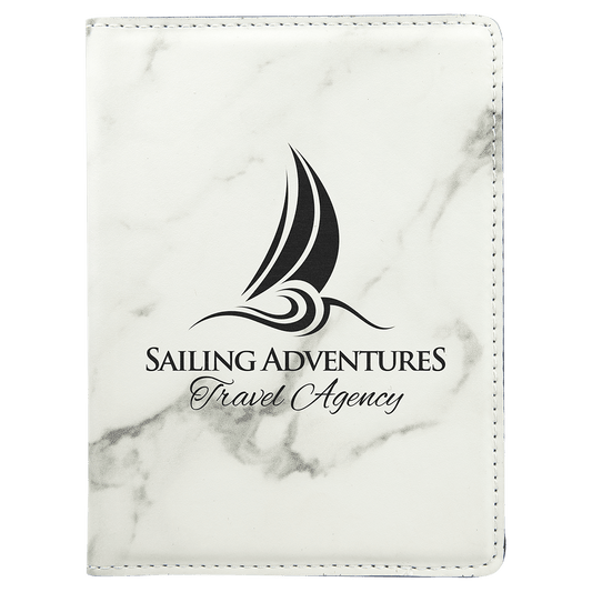 Personalized White Marble Leatherette Passport Holder - Leatherette