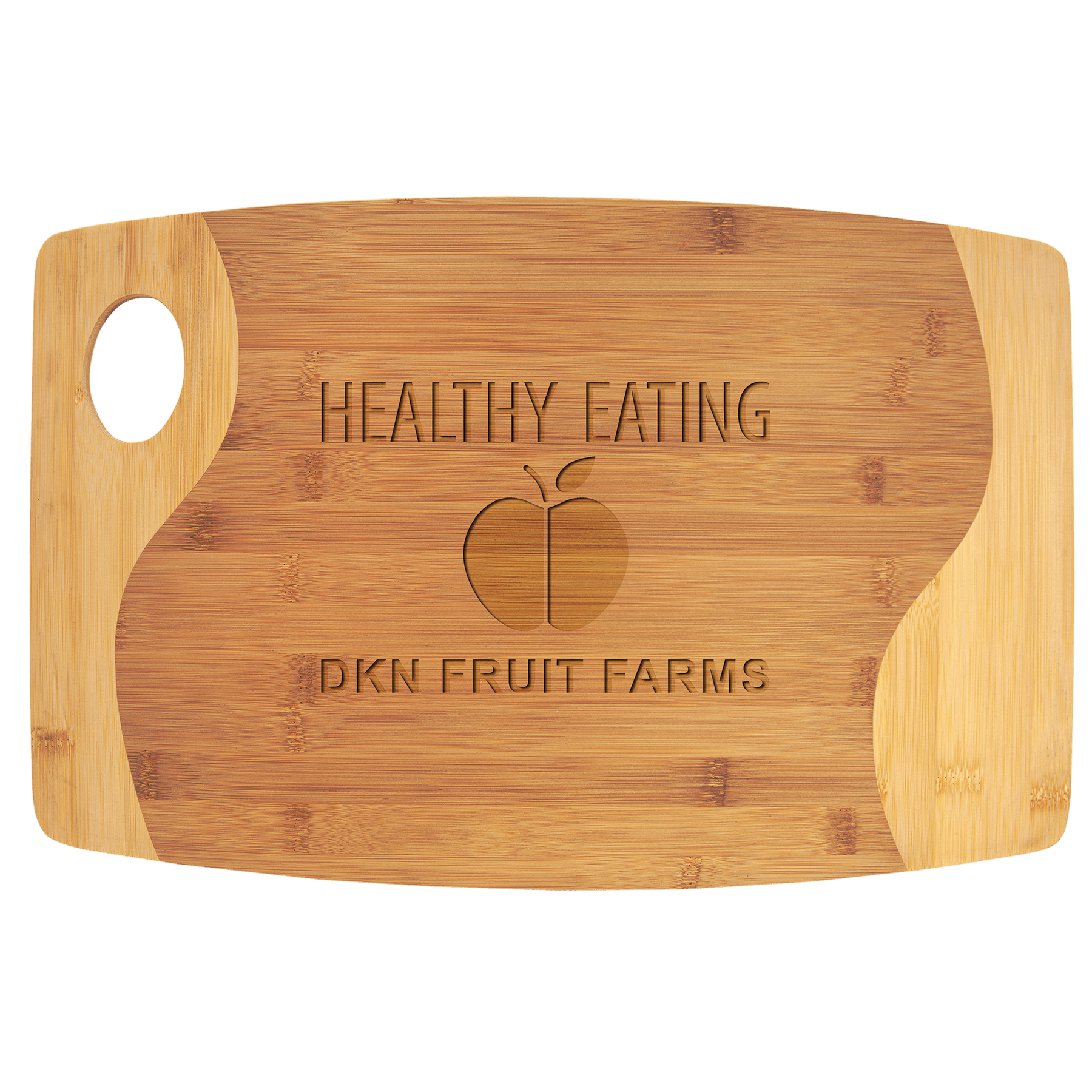 Custom Two-Tone Bamboo Cutting Board with Handle