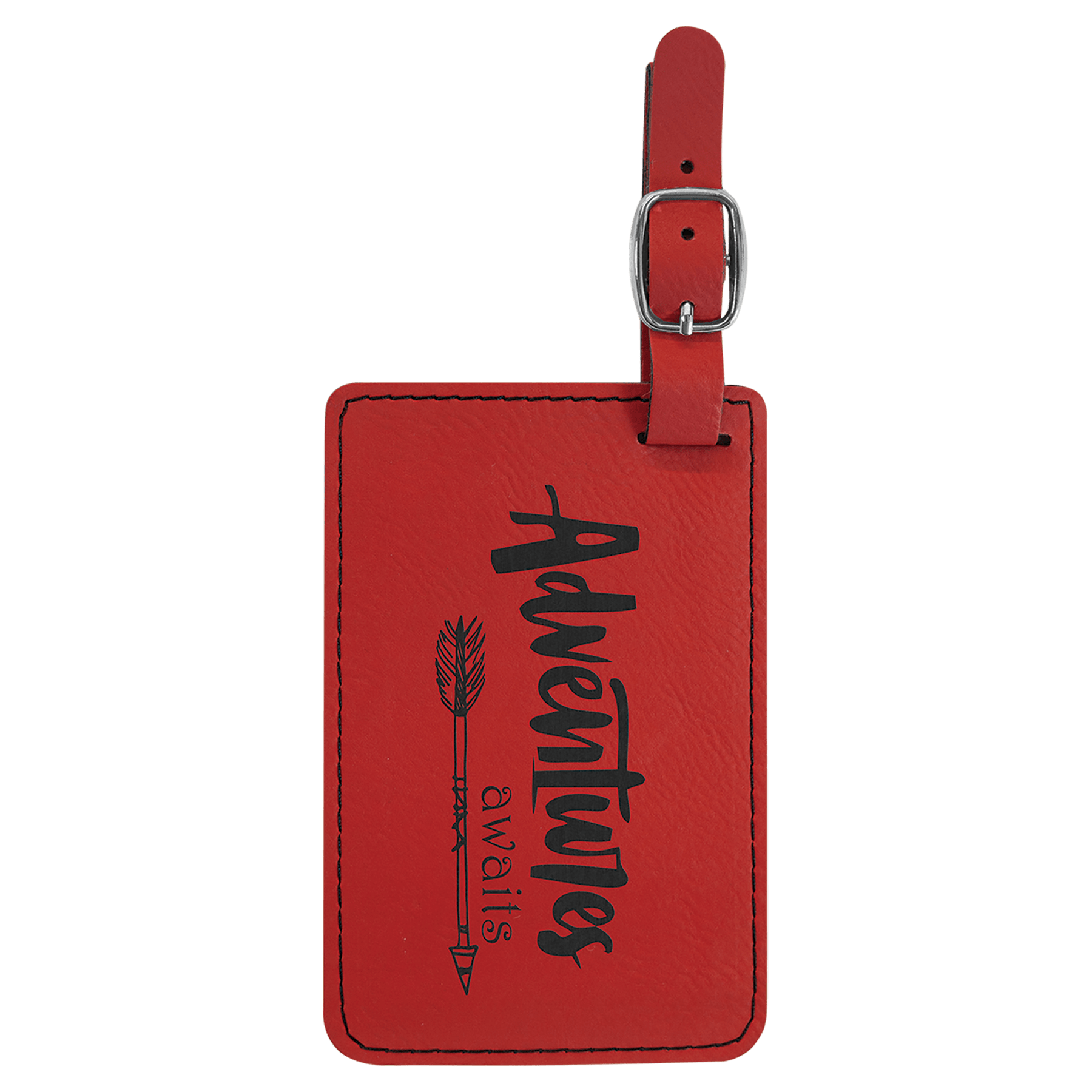 Personalized Red Leatherette Luggage Tag - Leatherette