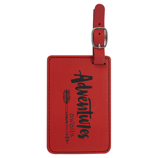 Personalized Red Leatherette Luggage Tag - Leatherette