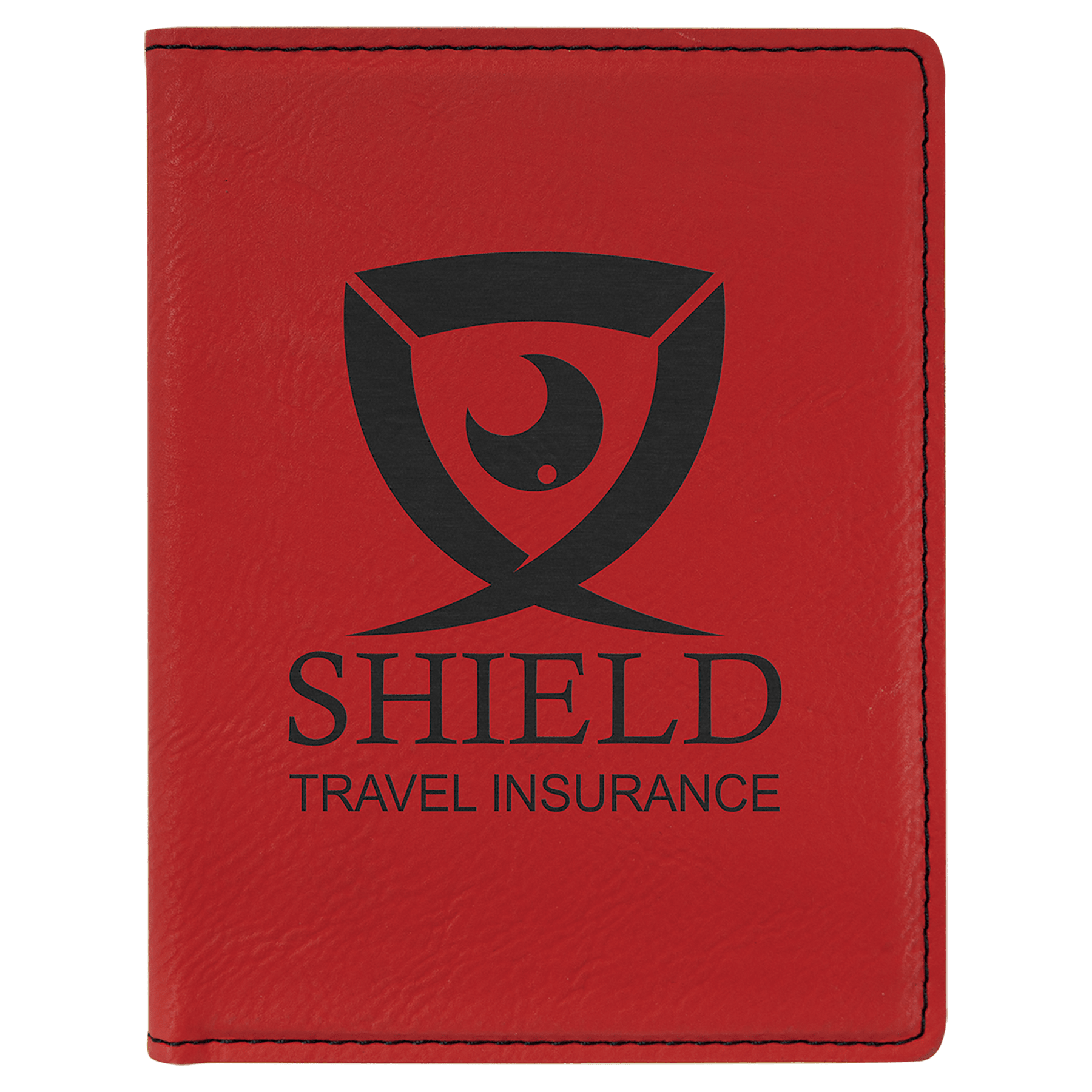 Personalized Red Leatherette Passport Holder - Leatherette