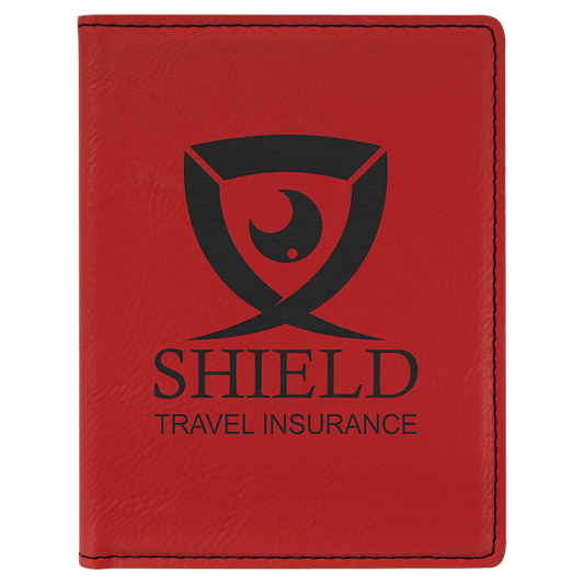 Personalized Red Leatherette Passport Holder - Leatherette