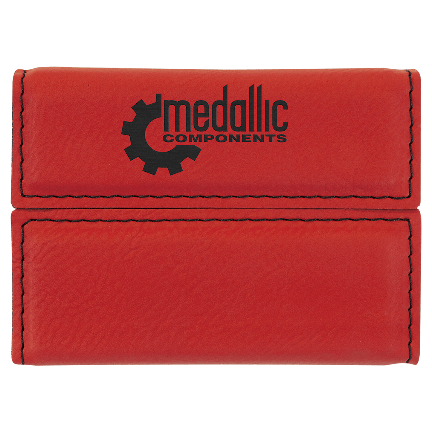 Personalized Red Laserable Leatherette Hard Business Card Holder - Leatherette