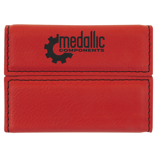 Personalized Red Laserable Leatherette Hard Business Card Holder - Leatherette