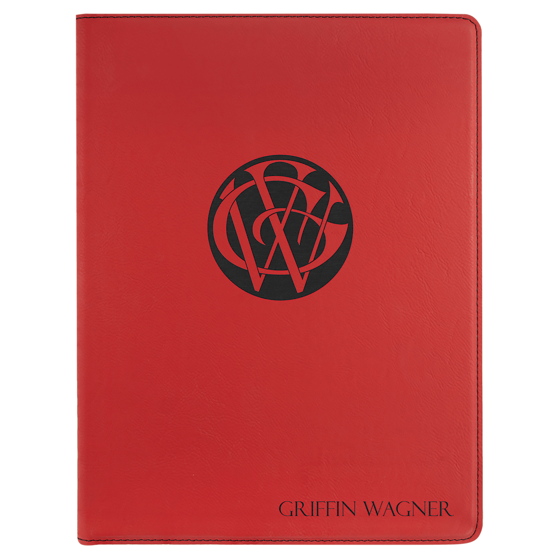Personalized Red Leatherette Portfolio - Leatherette