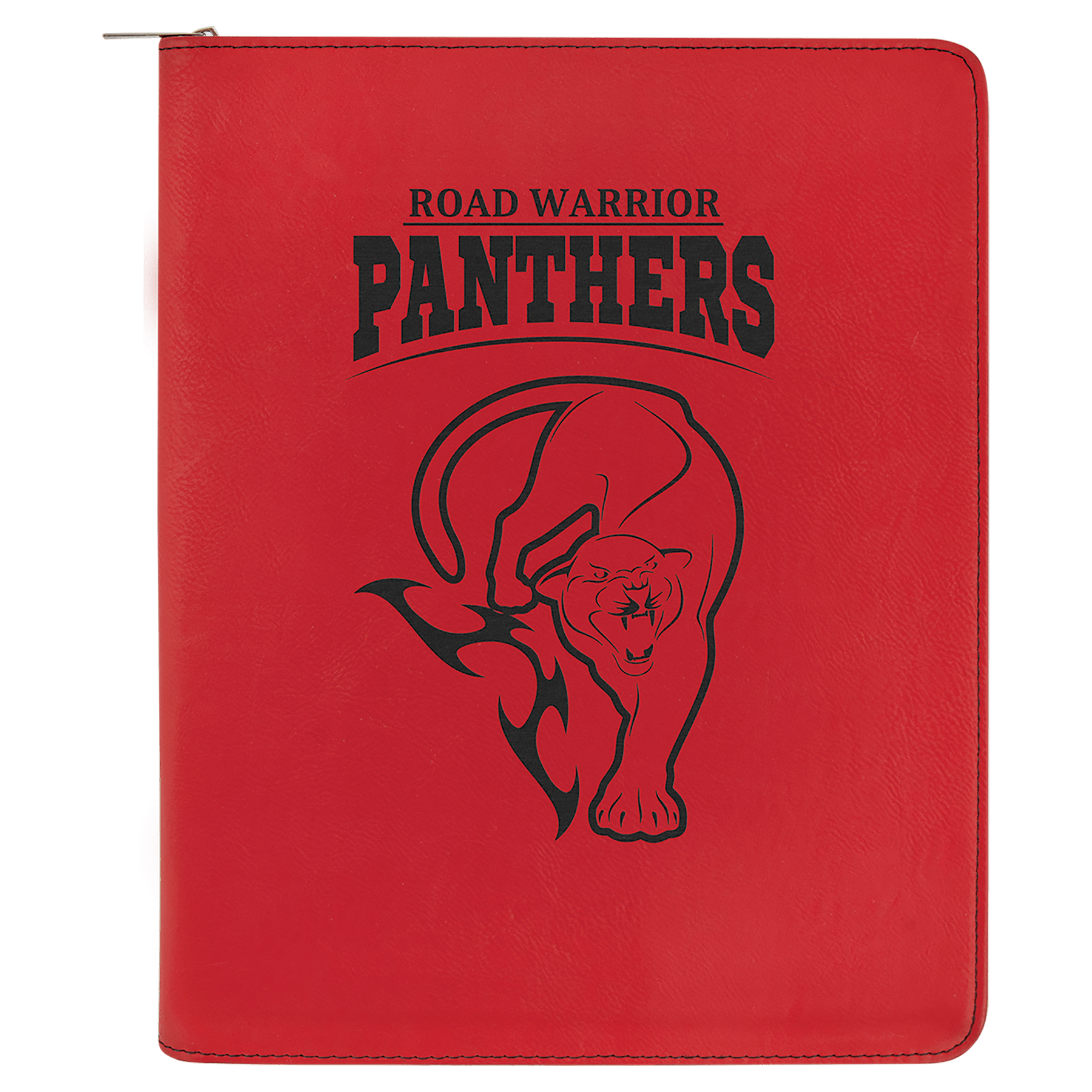 Personalized Red Leatherette Portfolio with Zipper - Leatherette
