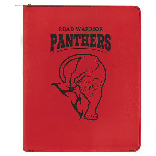 Personalized Red Leatherette Portfolio with Zipper - Leatherette