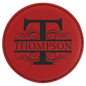 Custom Red Round Leatherette Coaster - Leatherette