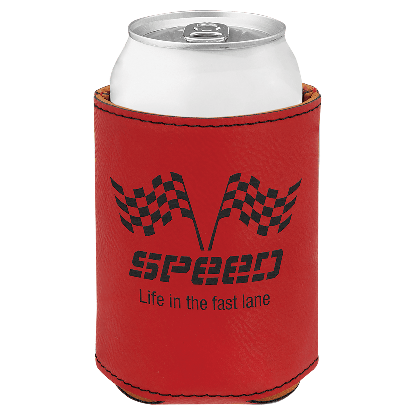 Custom Red Leatherette Beverage Holder - Leatherette