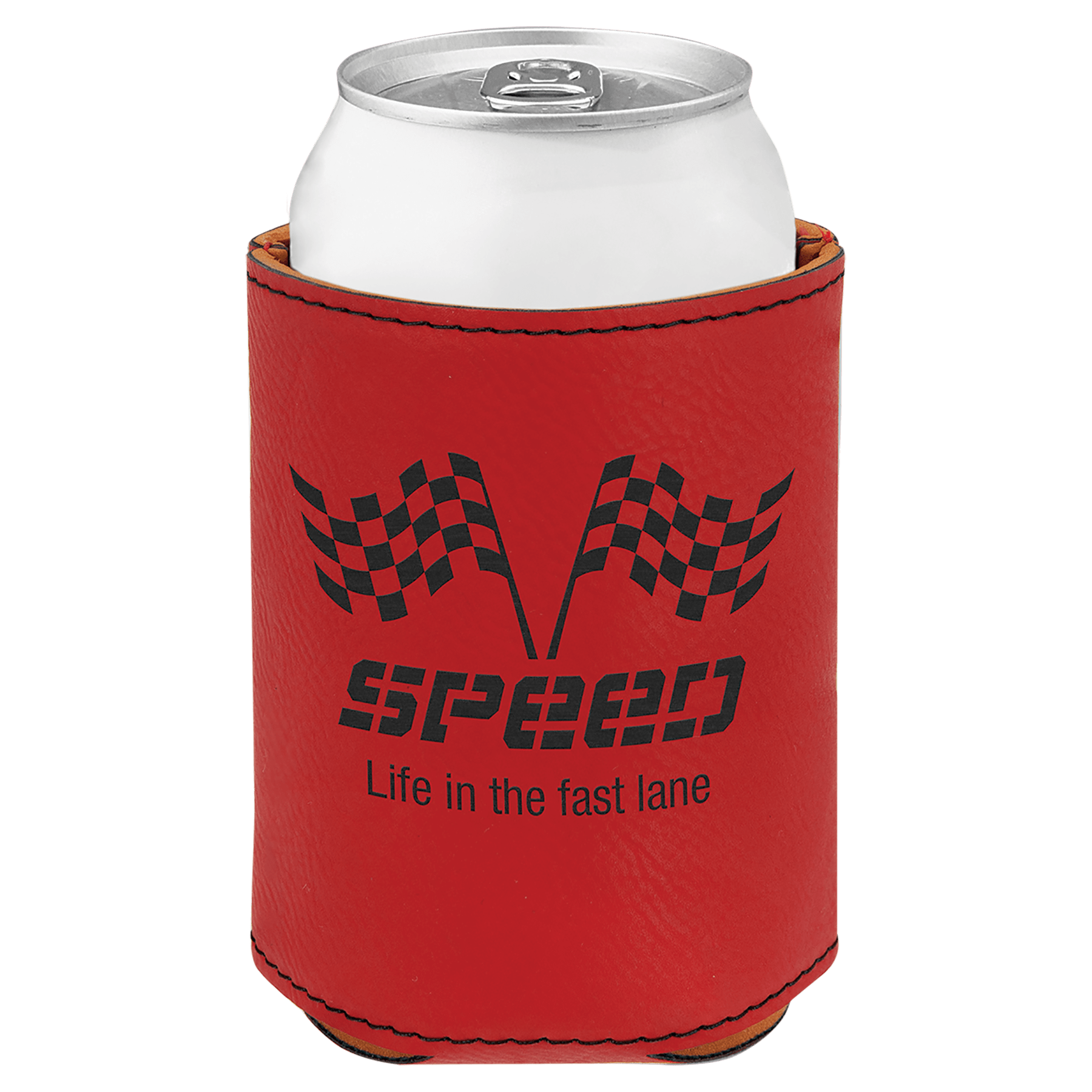 Custom Red Leatherette Beverage Holder - Leatherette