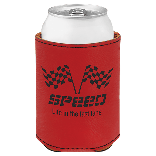 Custom Red Leatherette Beverage Holder - Leatherette