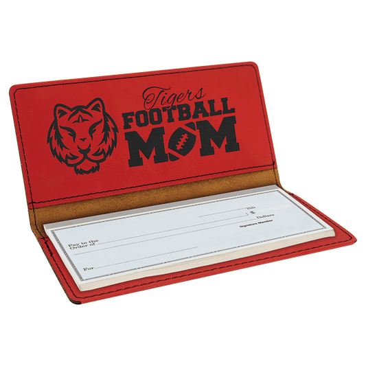 Personalized Red Leatherette Checkbook Cover - Leatherette
