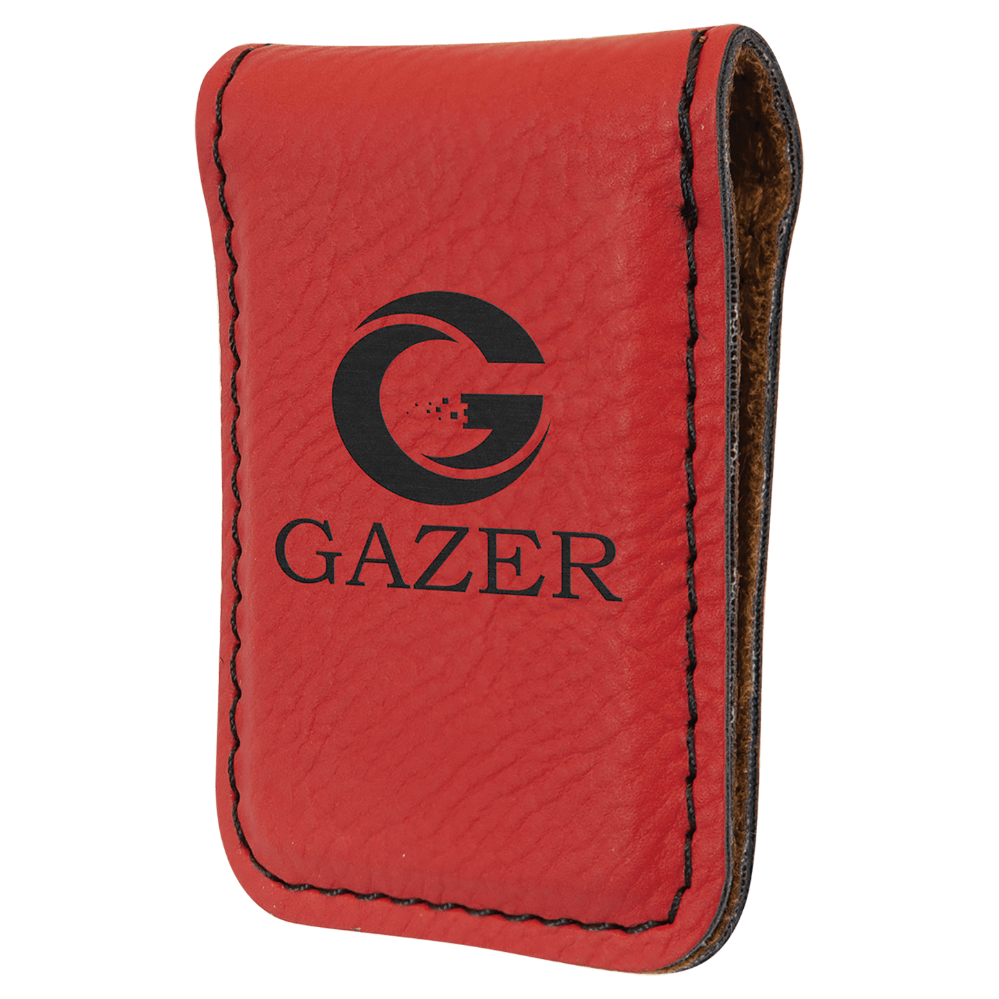 Red Leatherette Engraved Money Clip - Leatherette