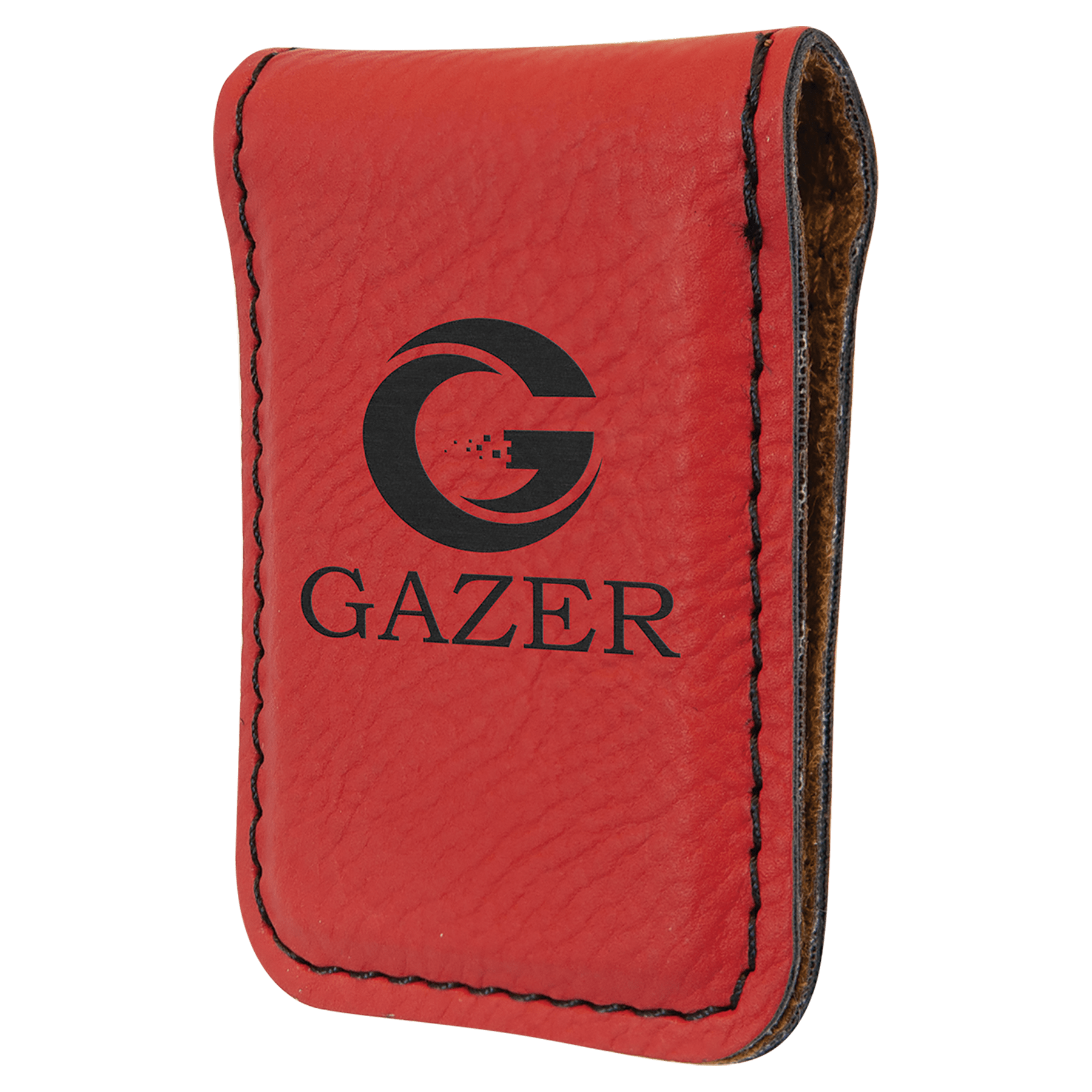 Red Leatherette Engraved Money Clip - Leatherette