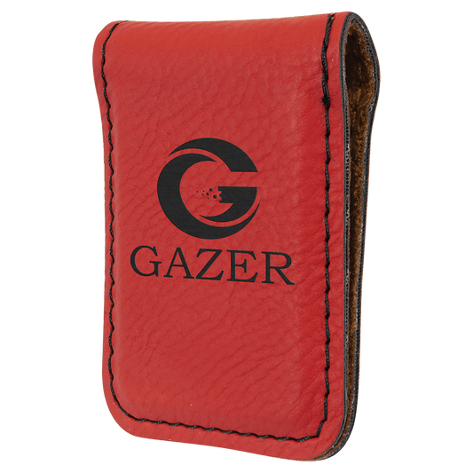 Red Leatherette Engraved Money Clip - Leatherette