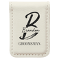 White Leatherette Engraved Money Clip - Leatherette