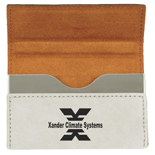 Personalized White Leatherette Hard Business Card Case with Magnetic Closure - Leatherette