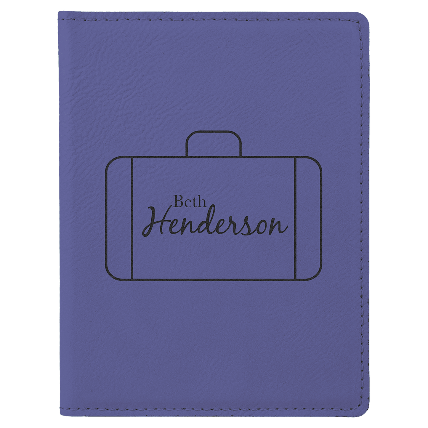 Personalized Purple Leatherette Passport Holder - Leatherette