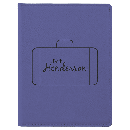 Personalized Purple Leatherette Passport Holder - Leatherette
