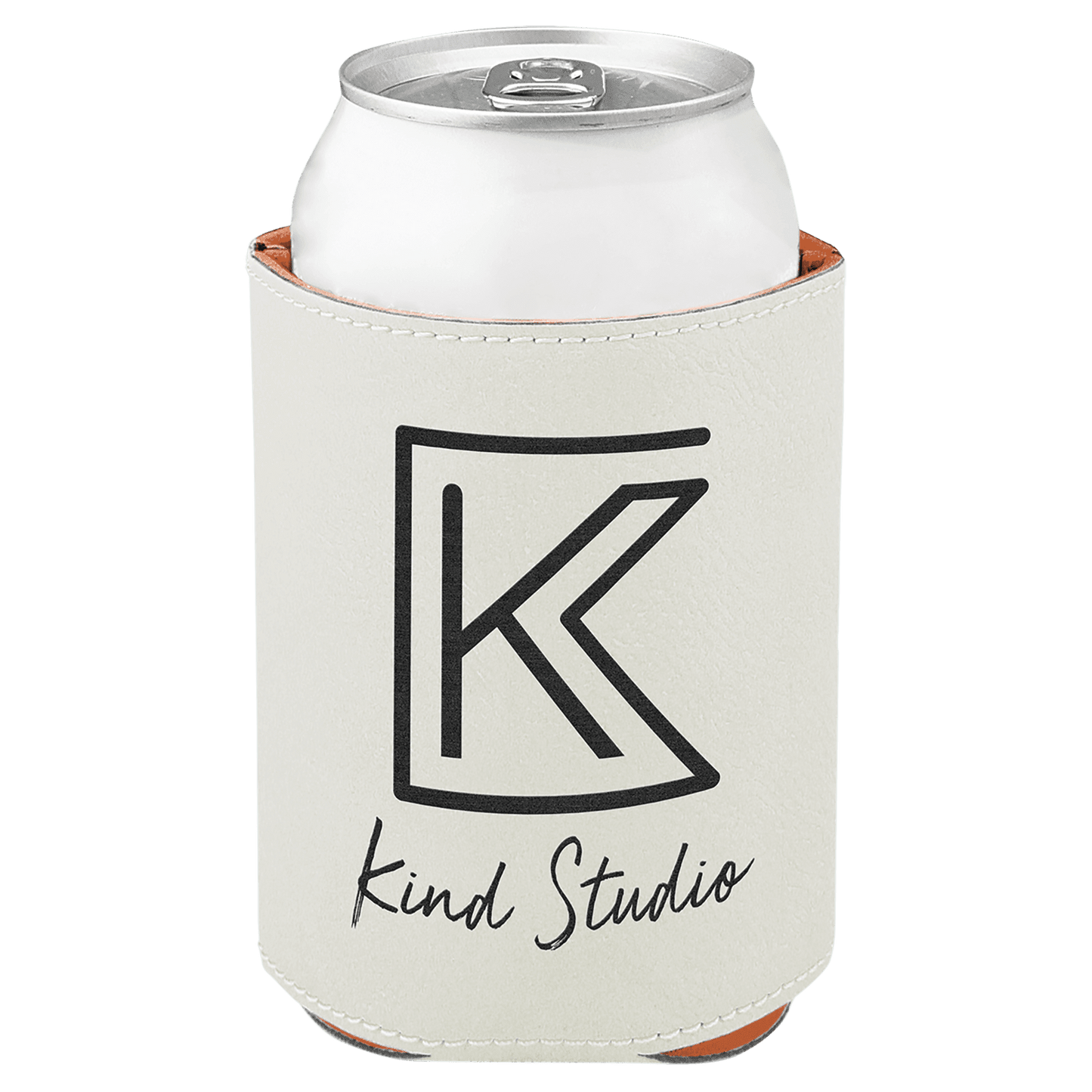 Custom White Leatherette Beverage Holder - Leatherette