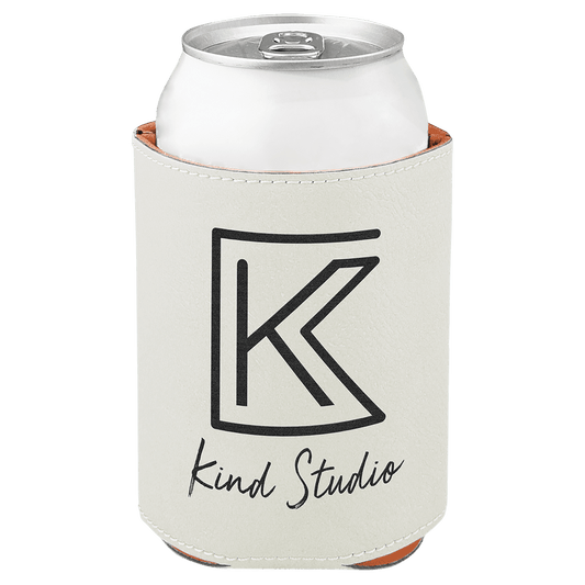 Custom White Leatherette Beverage Holder - Leatherette
