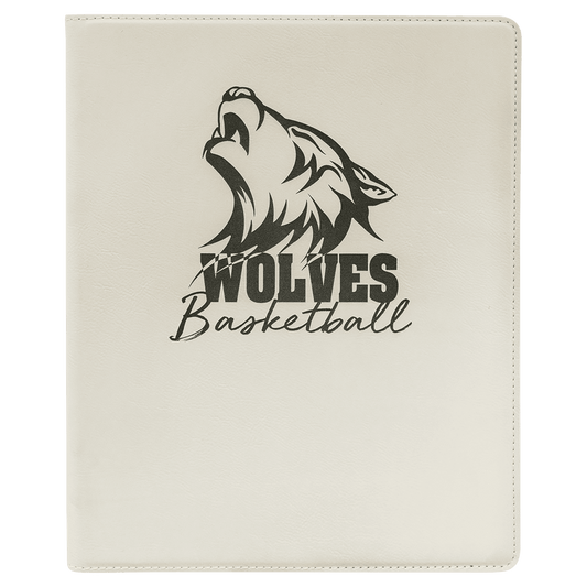 Personalized White Leatherette Portfolio with Notepad - Leatherette