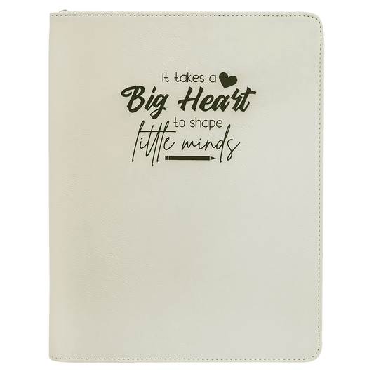 Personalized White Leatherette Portfolio with Zipper6 - Leatherette