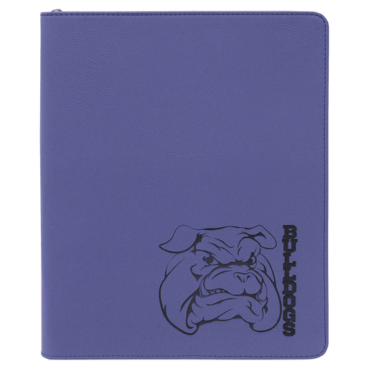 Personalized Purple Leatherette Portfolio with Zipper - Leatherette