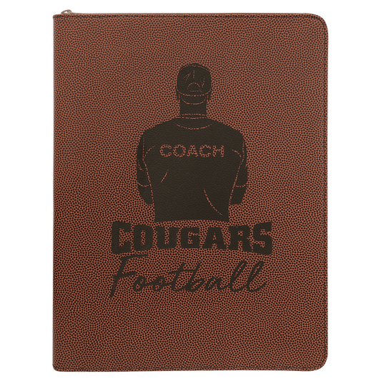 Personalized Football Leatherette Portfolio with Zipper - Leatherette
