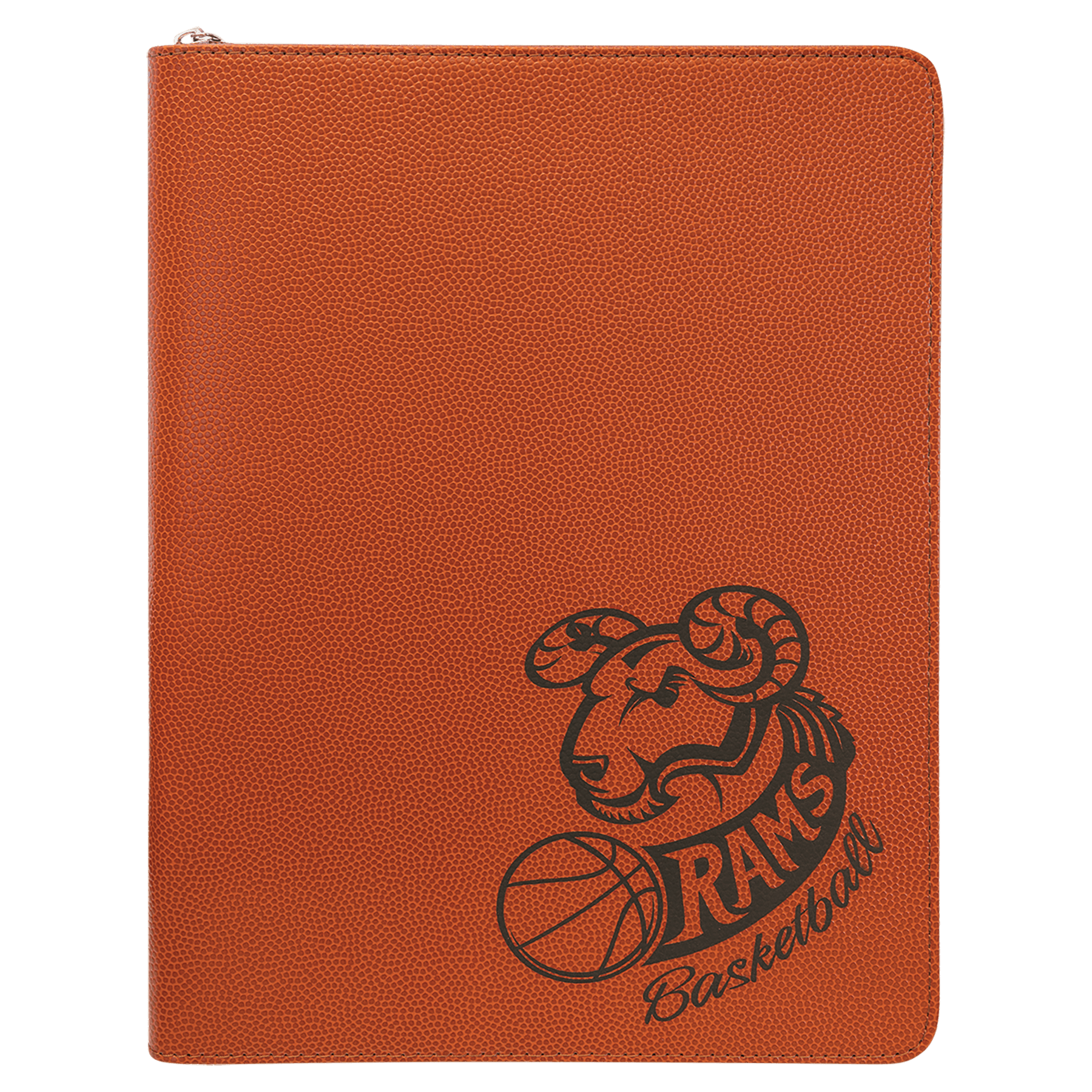 Personalized Basketball Leatherette Portfolio with Zipper and Notepad - Leatherette