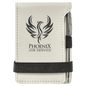 Personalized White Leatherette Mini Notepad with Pen - Leatherette