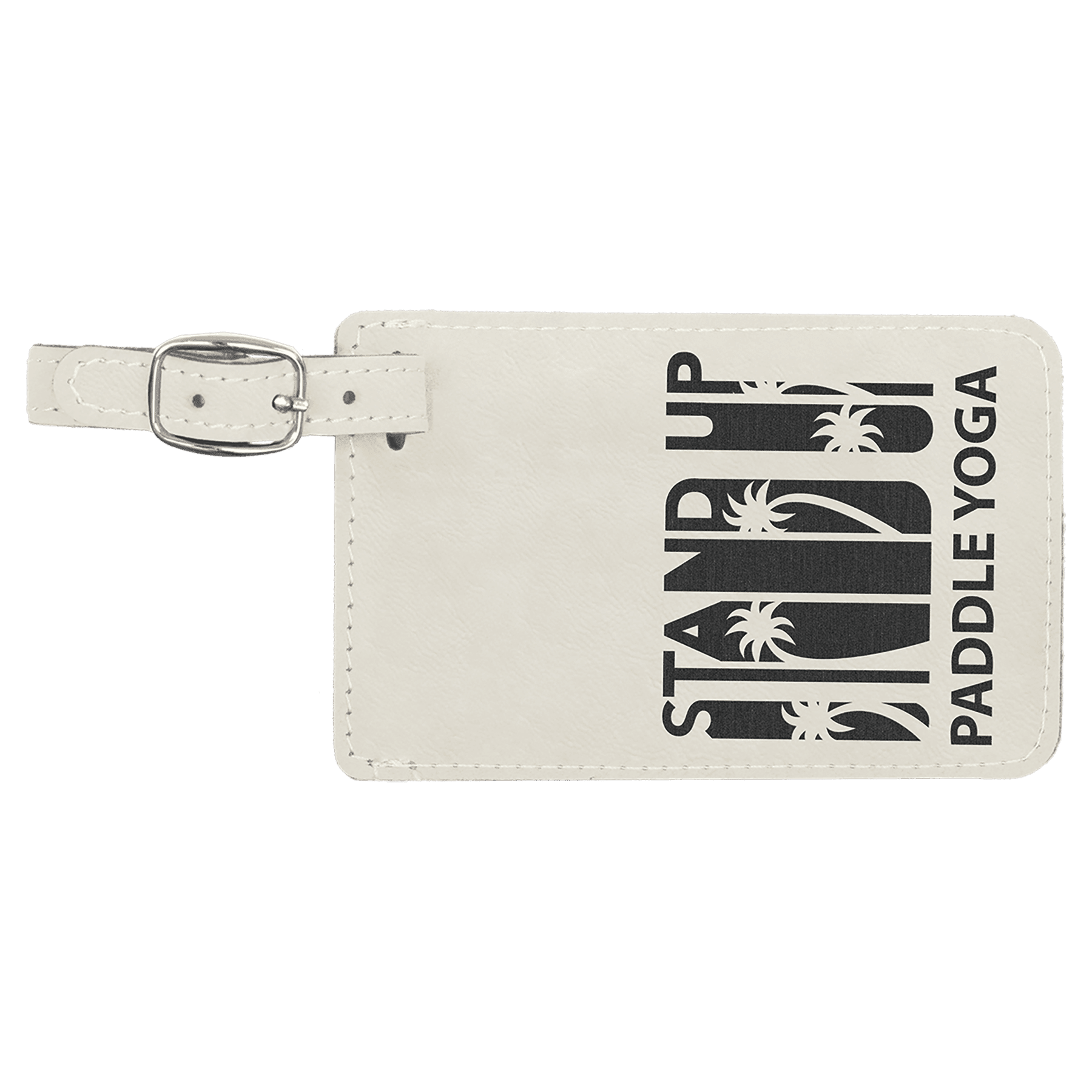 Personalized White Leatherette Luggage Tag - Leatherette