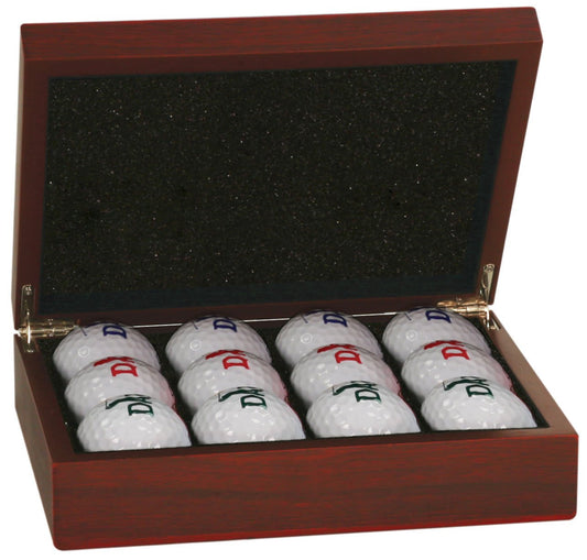 Personalized Rosewood Finish Golf Ball Box (holds 12 gold balls, not included) - Wood