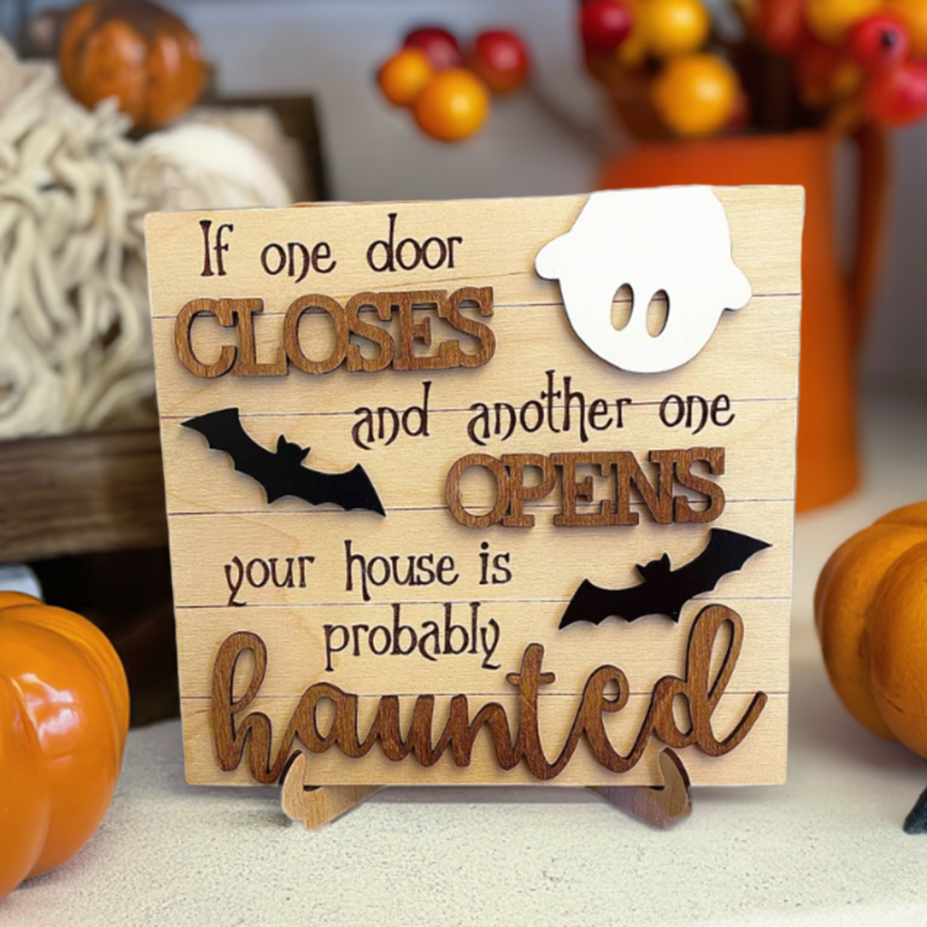 Funny Halloween Entryway Sign - 8" Custom Engraved Birch Wood Decor | Palm Coast Customs