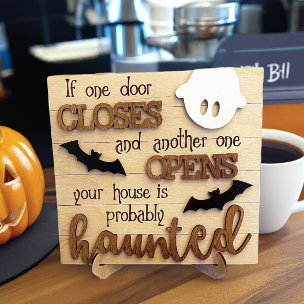 Funny Halloween Entryway Sign - 8" Custom Engraved Birch Wood Decor | Palm Coast Customs