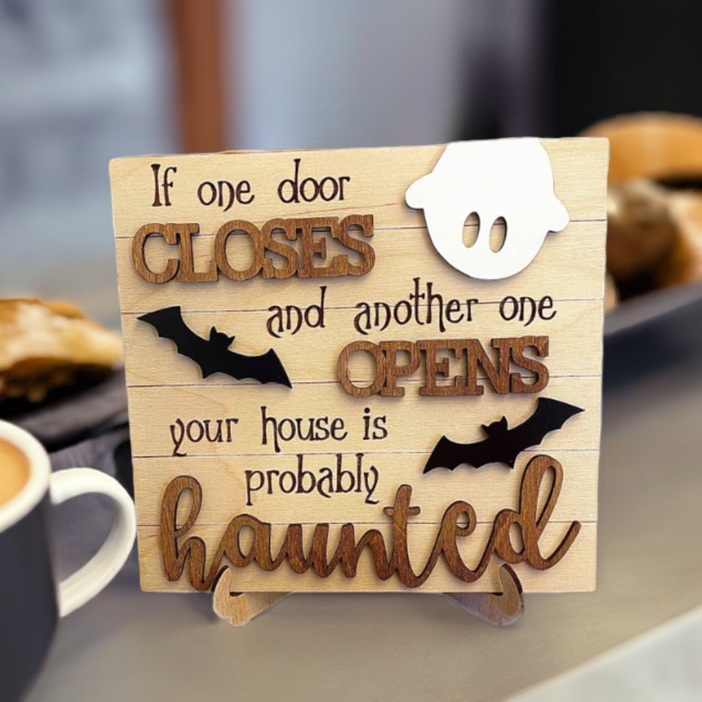 Funny Halloween Entryway Sign - 8" Custom Engraved Birch Wood Decor | Palm Coast Customs