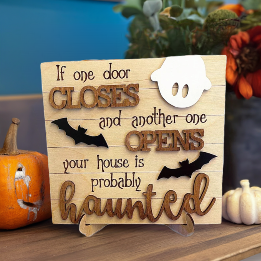 Funny Halloween Entryway Sign - 8" Custom Engraved Birch Wood Decor | Palm Coast Customs