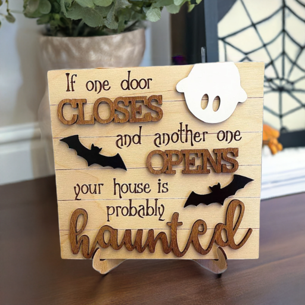 Funny Halloween Entryway Sign - 8" Custom Engraved Birch Wood Decor | Palm Coast Customs