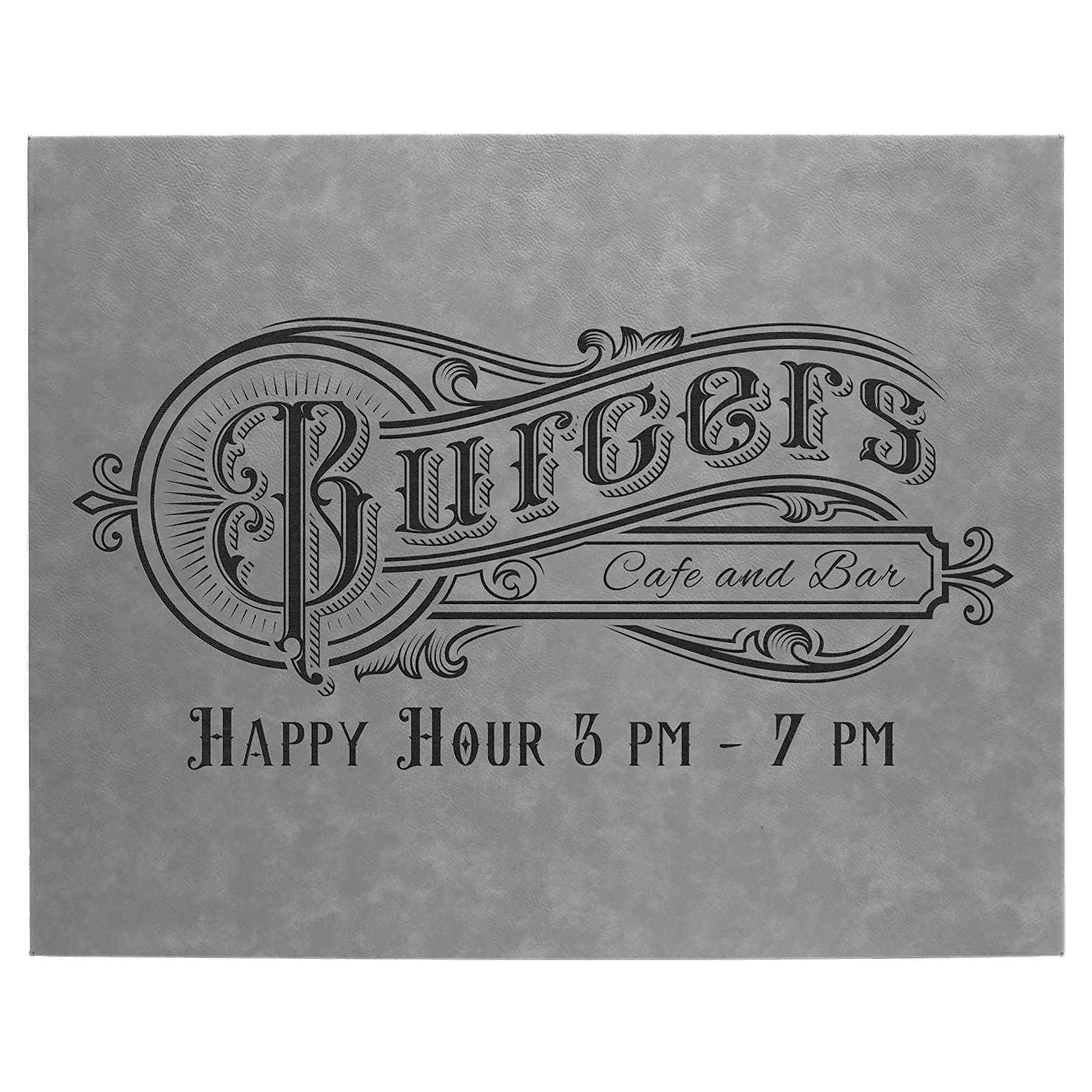 Personalized Gray Leatherette Wall Decor/Signage - Leatherette
