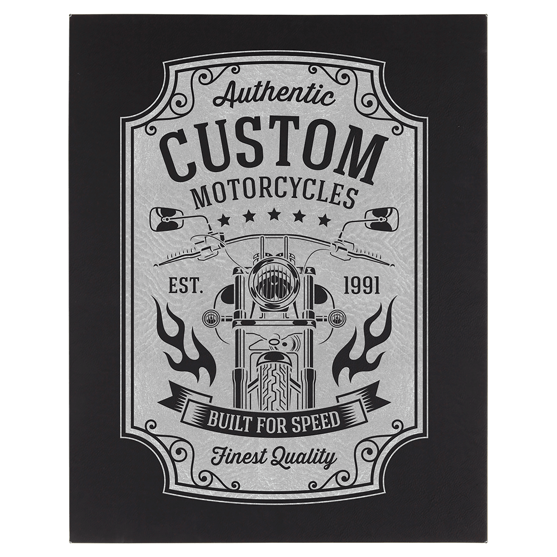 Personalized Black/Silver Leatherette Wall Decor/Signage - Leatherette