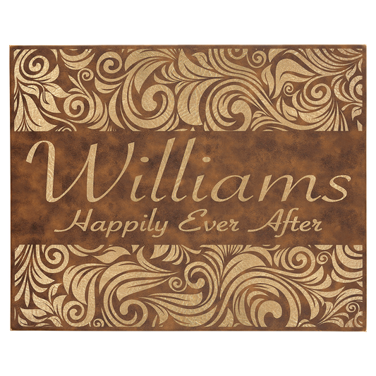 Personalized Rustic/Gold Leatherette Wall Decor/Signage - Leatherette