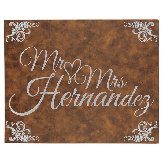 Personalized Rustic/Silver Leatherette Wall Decor/Signage - Leatherette