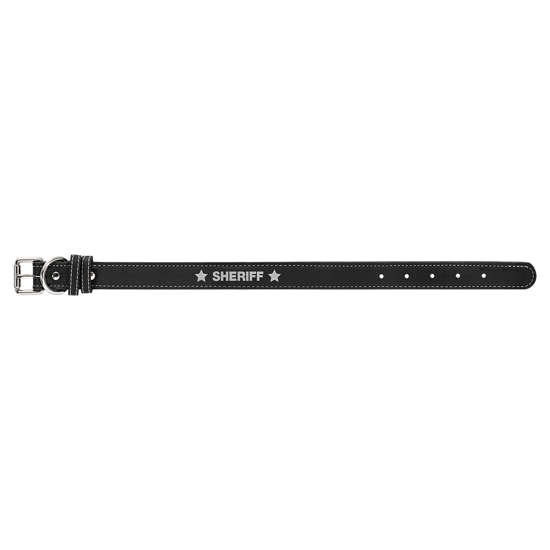 Personalized Black/Silver Small Leatherette Dog Collar - Leatherette